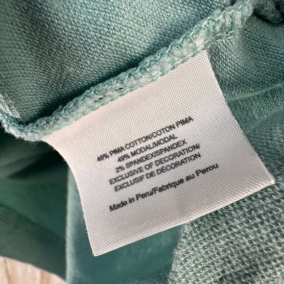 Tory Burch Lidia‎ Polo Shirt Womens M Sage Green 1/4 Button Ruffle Mock Neck - Picture 7 of 7